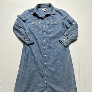 Lands’ End Canvas Chambray Dress Size 2 Classic Casual